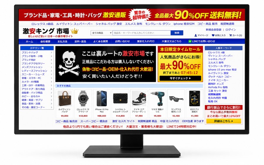 見覚えのない表示・別サイト